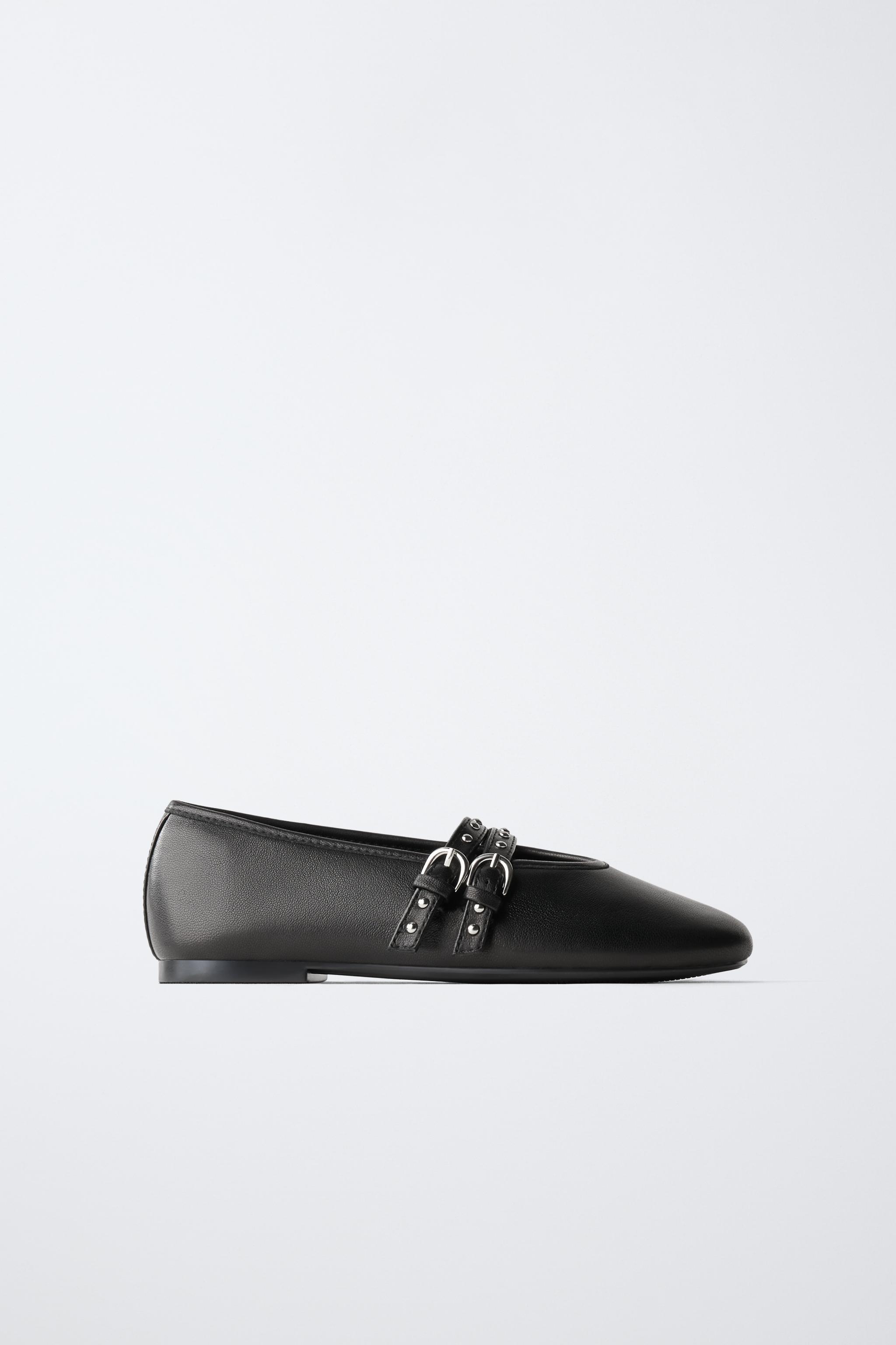 BALLERINES EN CUIR À DOUBLE BOUCLE